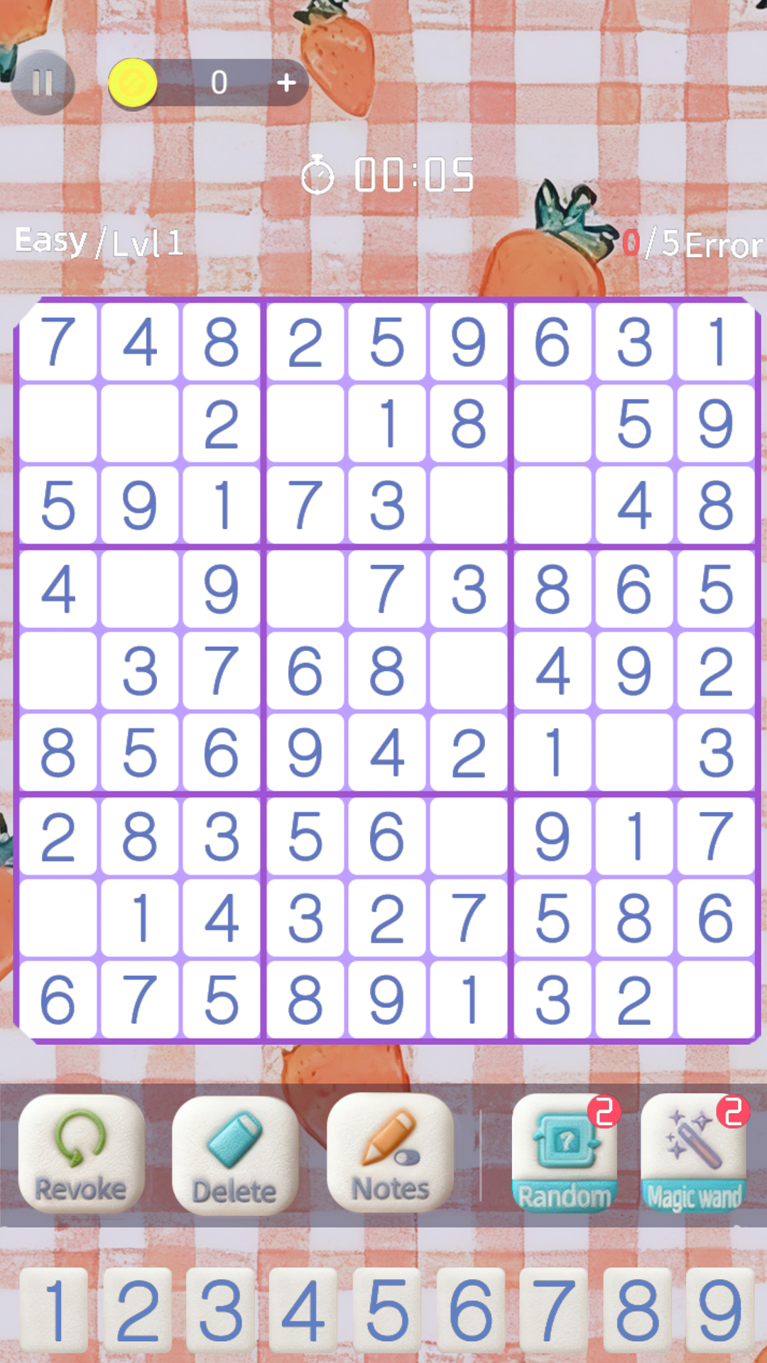 Sudoku Dream puzzle grid in play